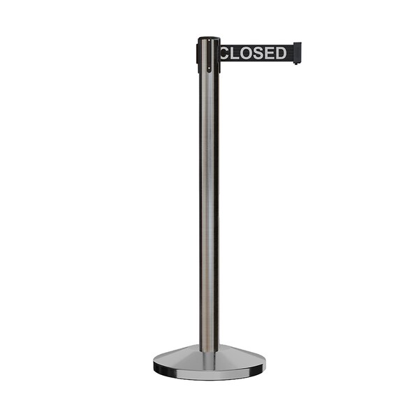 Montour Line Stanchion Belt Barrier Sat.Steel Post 9ft. Line.Belt ES400C-SS-THISLBW-90 - main